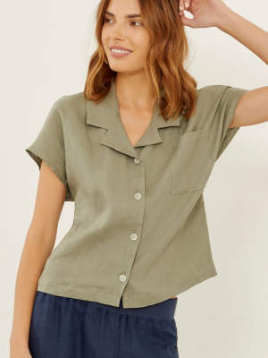 Linen Drop Sleeve Top