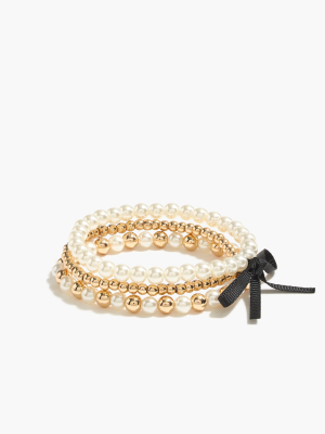 Mixed Gold Beaded Bracelets Set-of-three