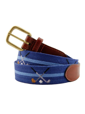 Crossed Clubs Needlepoint Belt