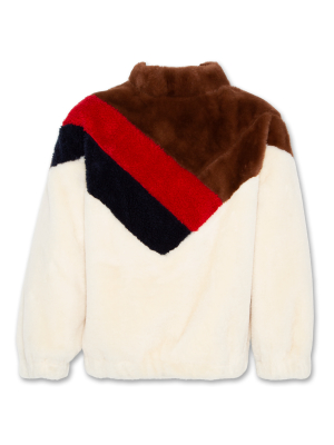 Ao76 Mock Neck Fur Sweatshirt