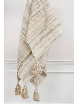 50"x60" Stripe Throw Blanket Light Beige - Rizzy Home