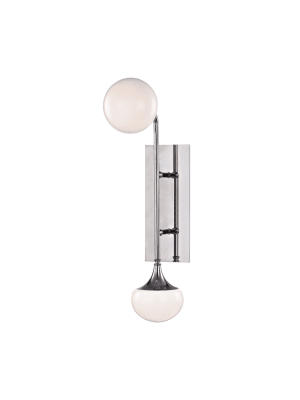 Fleming 2 Light Wall Sconce Polished Nickel