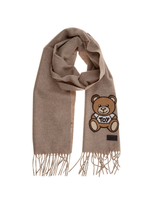 Moschino Teddy Patch Fringed Scarf