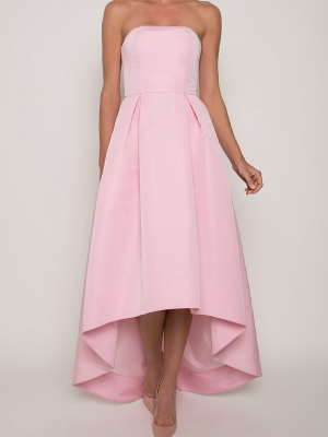 Silk Faille Strapless High Low Gown