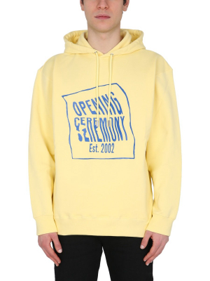 Opening Ceremony Warped Logo Printed Hoodie