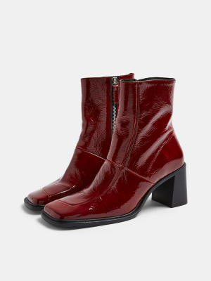 Milan Red Block Leather Boots