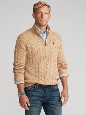Cable-knit Cotton Quarter-zip Sweater