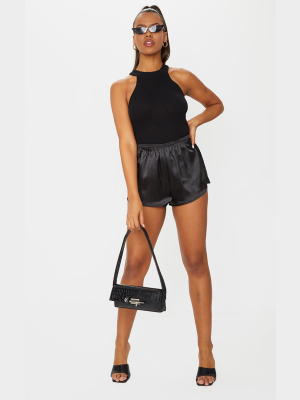 Black Runner Satin Shorts