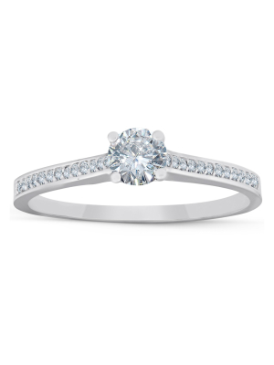 Pompeii3 1/2 Ct Diamond Engagement Ring With Side Stones 14k White Gold