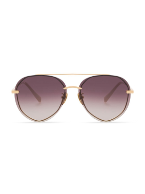 Lenox - Gold + Brown Gradient Mirror Polarized Sunglasses