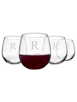 Cathy's Concepts 16.75 Oz. Personalized Stemless Red Wine Glasses (set Of 4) A-z