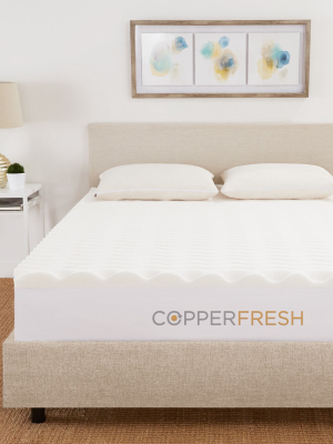 3" Copper Infused Wave Foam Mattress Topper - Copperfresh