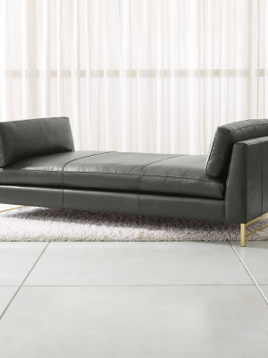 Tyson Leather Daybed With Brass Base