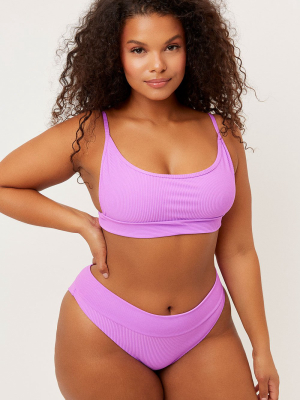 Gavin Ribbed Scoop Bikini Top - Passionfruit