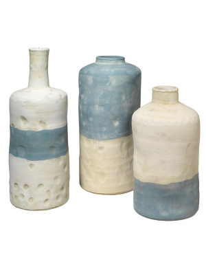 Jamie Young Co. Sedona Vessels (set Of 3) - Blue