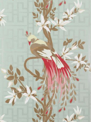 Sample Paradiso Wallpaper In Turquoise Color By Nina Campbell