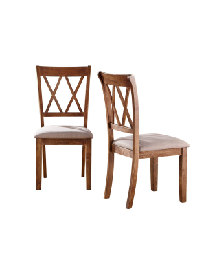 Set Of 2 Roma Cross Back Dining Chairs Driftwood - Buylateral