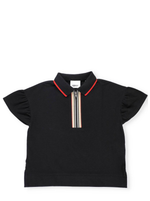 Burberry Kids Icon Stripe Zipped Polo Shirt