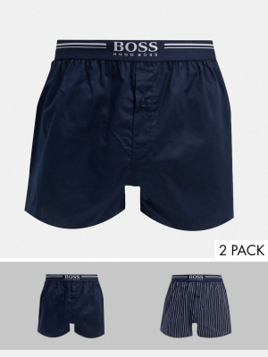 Boss Bodywear 2 Pack Woven Boxers In Stripe Print