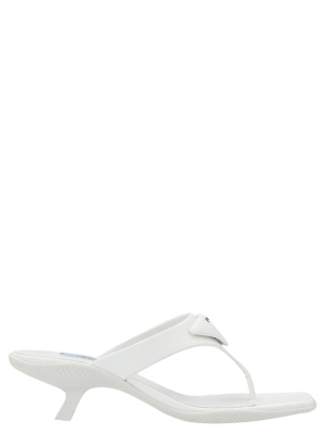 Prada Logo Plaque Thong Sandals