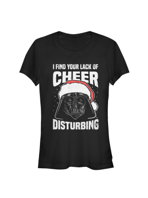 Junior's Star Wars Christmas Vader Lack Of Cheer Disturbing T-shirt