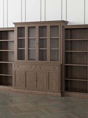 Cameo Pinot Lancaster 4-piece Glass And Wood Door Wall Unit With Open Bookcases