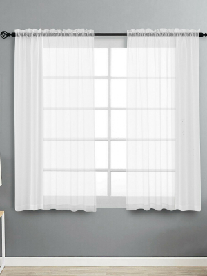 Kate Aurora Living 2 Pack Basic Home Rod Pocket Sheer Voile Window Curtains