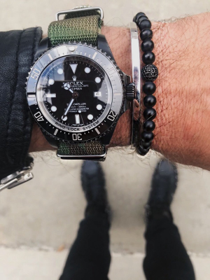 Men's Wristband With Matte Onyx And Black Cz Diamond