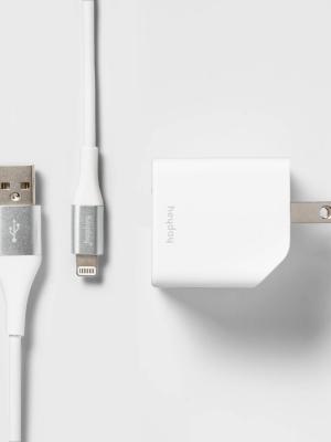 Heyday™ 2-port Wall Charger 15w Usb-c & 5w Usb-a (with 6' Lightning To Usb-a Cable)