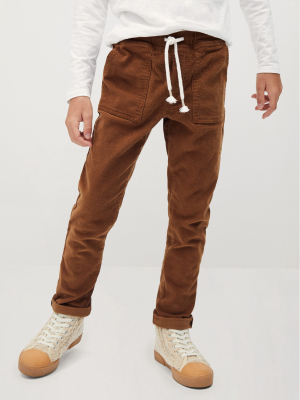 Micro Corduroy Straight Trousers