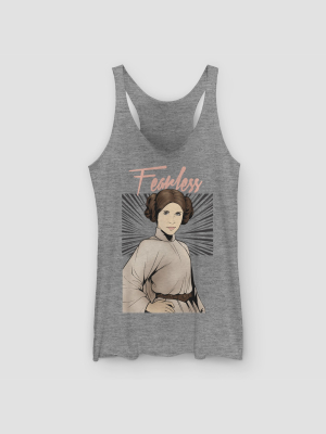 Women's Star Wars Leia Fearless Graphic Tank Top - Light Gray