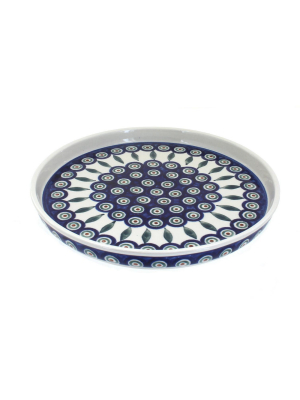 Blue Rose Polish Pottery Peacock Torte Plate