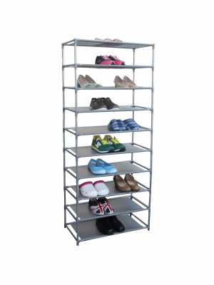 Home Basics 30 Pair Non-woven Multi-purpose Stackable Free-standing Shoe Rack, Grey
