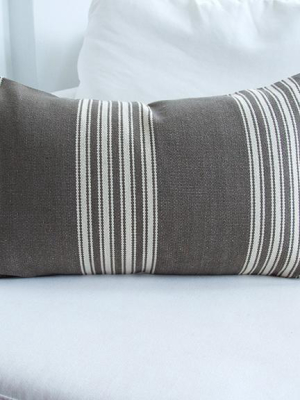 Taupe Grey & White Stripes Lumbar Pillow Case - 14x22 (final Sale)