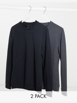 Asos Design Organic Muscle Sweatshirt 2 Pack Black/charcoal