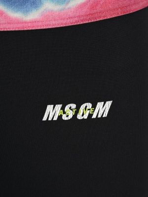 Msgm Logo Printed Leggings