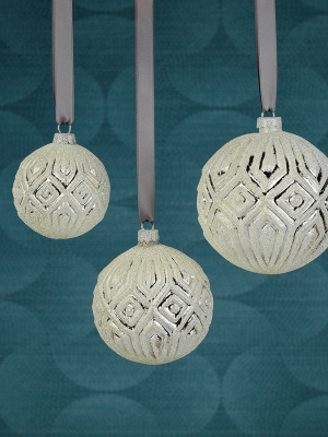 Silver Glitter Glass Ornaments