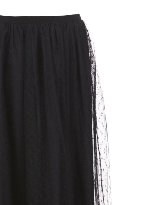 Redvalentino Point D'esprit Pleated Midi Skirt