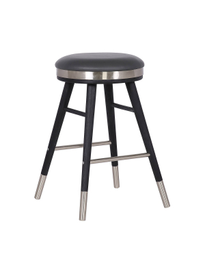 26" Clara Backless Modern Faux Leather Bar Counter Height Barstool Gray - Armen Living