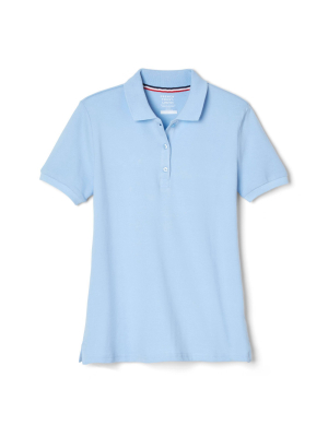 French Toast Young Womans' Uniform Short Sleeve Pique Polo Shirt - Light Blue