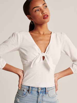 Tie-front V-neck Shirt