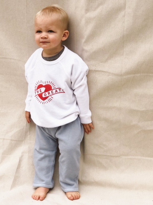 The Little College Sweatshirt. -- True White With Mini Heart Graphic