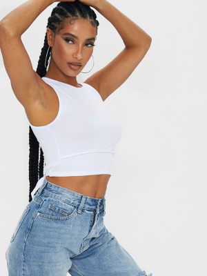 White Jersey Tie Wrap Around Crop Top