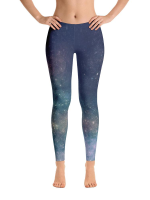 Blue Navy Galaxy Print Leggings