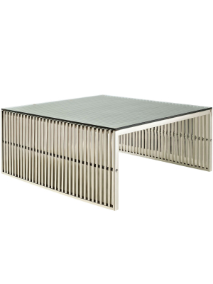 Gridiron Coffee Table Silver - Modway