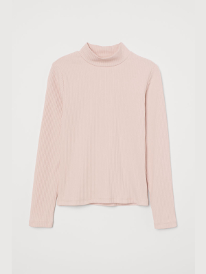 Ribbed Mock-turtleneck Top