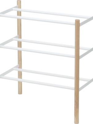 Plain 3-tier Expandable Shoe Rack - Wood And Steel In Various Colors