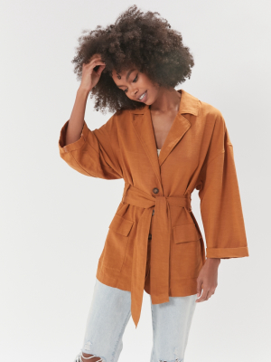 Astr The Label Gemini Linen Belted Jacket