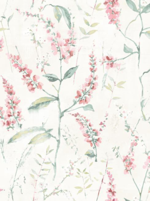 Coral Floral Sprig Peel & Stick Wallpaper By Roommates For York Wallcoverings