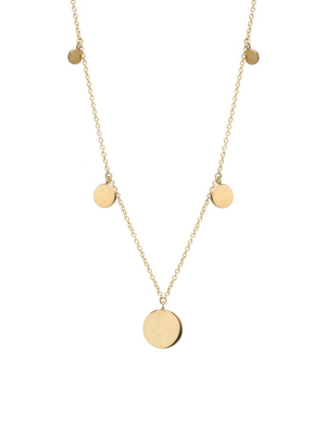 14k Graduated Gold Discs Station Necklace